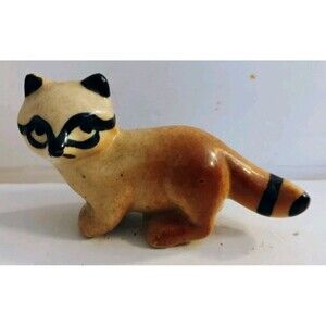 Vintage MCM Mid Century Cute Ceramic Raccoon Figurine Hand Painted Japan 4.5"